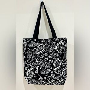 Black and White Paisley Tote Bag